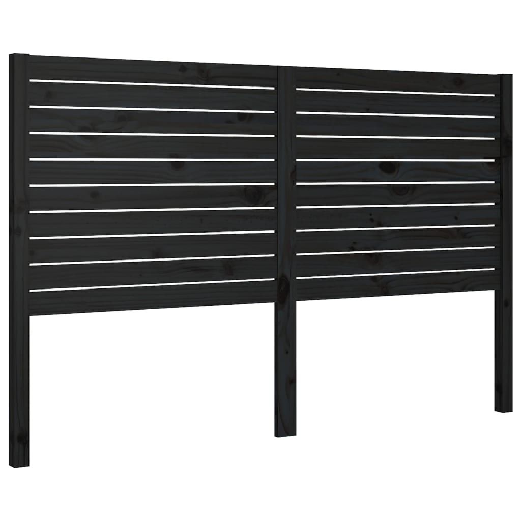 vidaXL Wezgłowie łóżka, czarne, 146x4x100 cm, lite drewno sosnowe