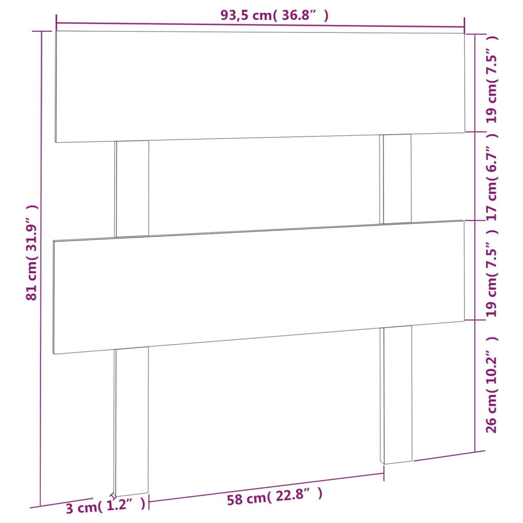 vidaXL Wezgłowie łóżka, białe, 93,5x3x81 cm, lite drewno sosnowe