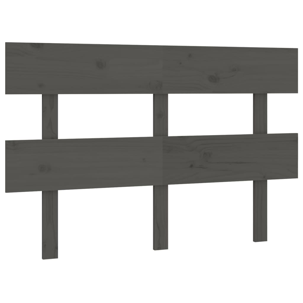 vidaXL Wezgłowie łóżka, szare, 124x3x81 cm, lite drewno sosnowe