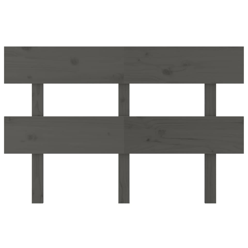 vidaXL Wezgłowie łóżka, szare, 124x3x81 cm, lite drewno sosnowe