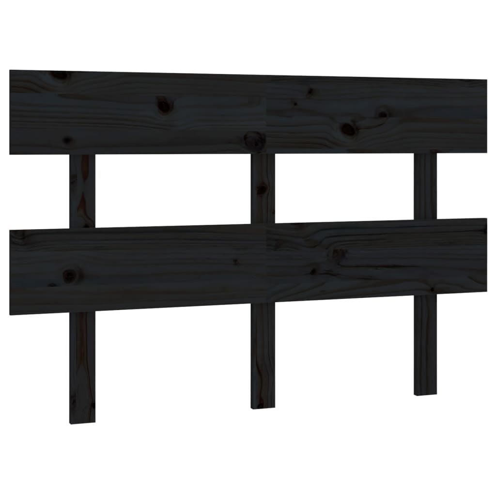 vidaXL Wezgłowie łóżka, czarne, 124x3x81 cm, lite drewno sosnowe