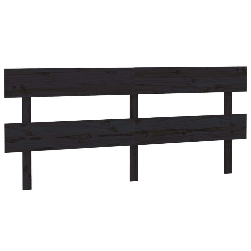 vidaXL Wezgłowie łóżka, czarne, 184x3x81 cm, lite drewno sosnowe