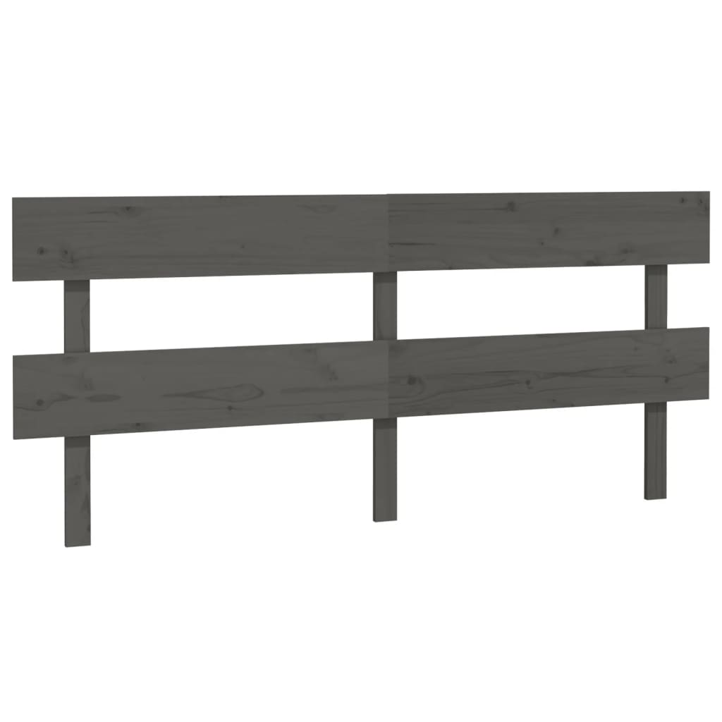 vidaXL Wezgłowie łóżka, szare, 204x3x81 cm, lite drewno sosnowe