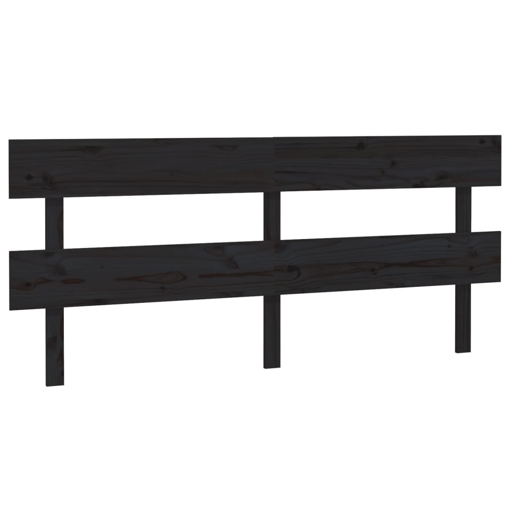 vidaXL Wezgłowie łóżka, czarne, 204x3x81 cm, lite drewno sosnowe