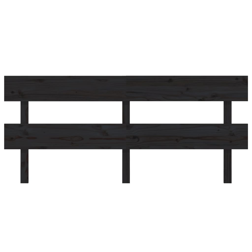 vidaXL Wezgłowie łóżka, czarne, 204x3x81 cm, lite drewno sosnowe