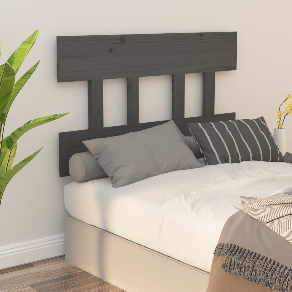 vidaXL Wezgłowie łóżka, szare, 103,5x3x81 cm, lite drewno sosnowe