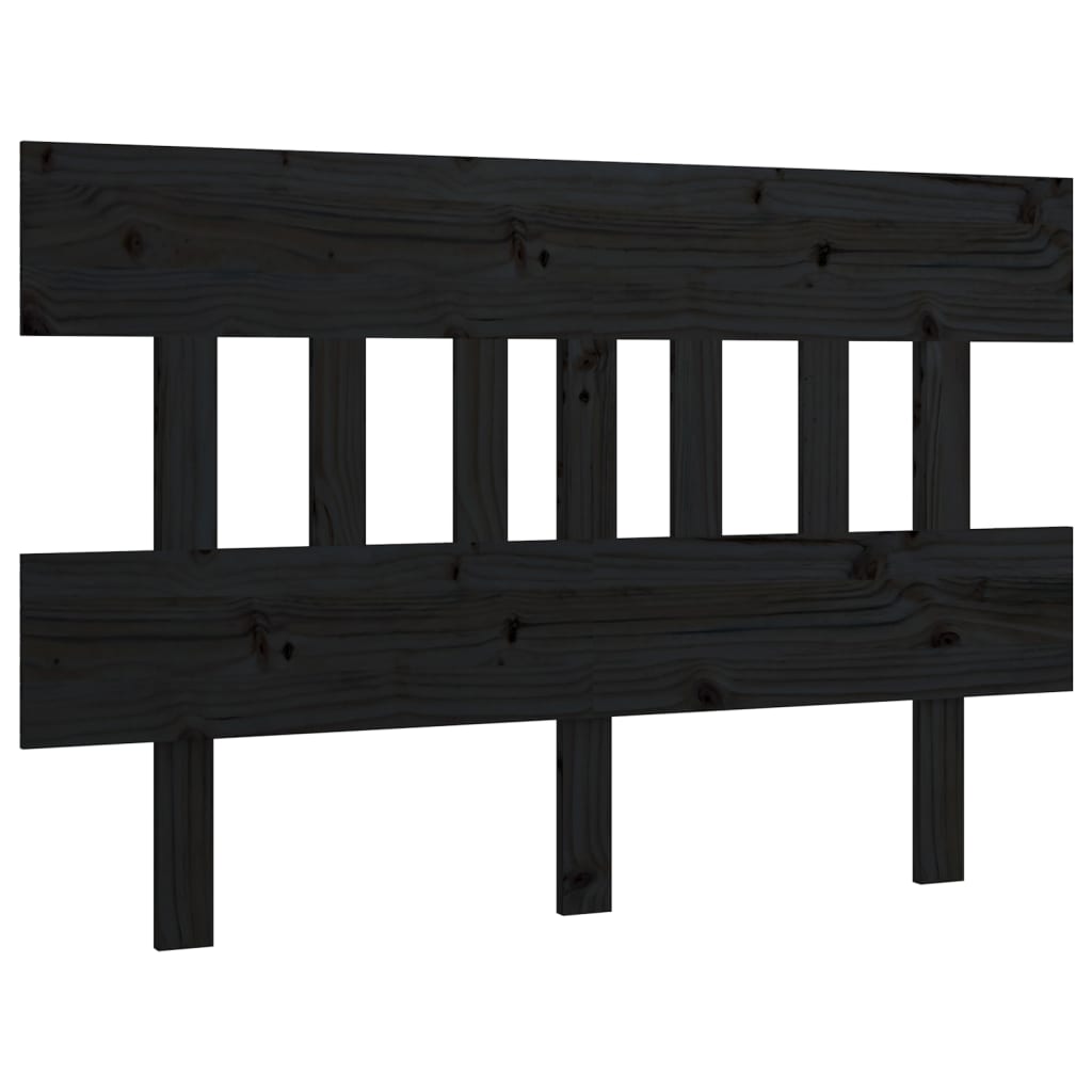 vidaXL Wezgłowie łóżka, czarne, 123,5x3x81 cm, lite drewno sosnowe