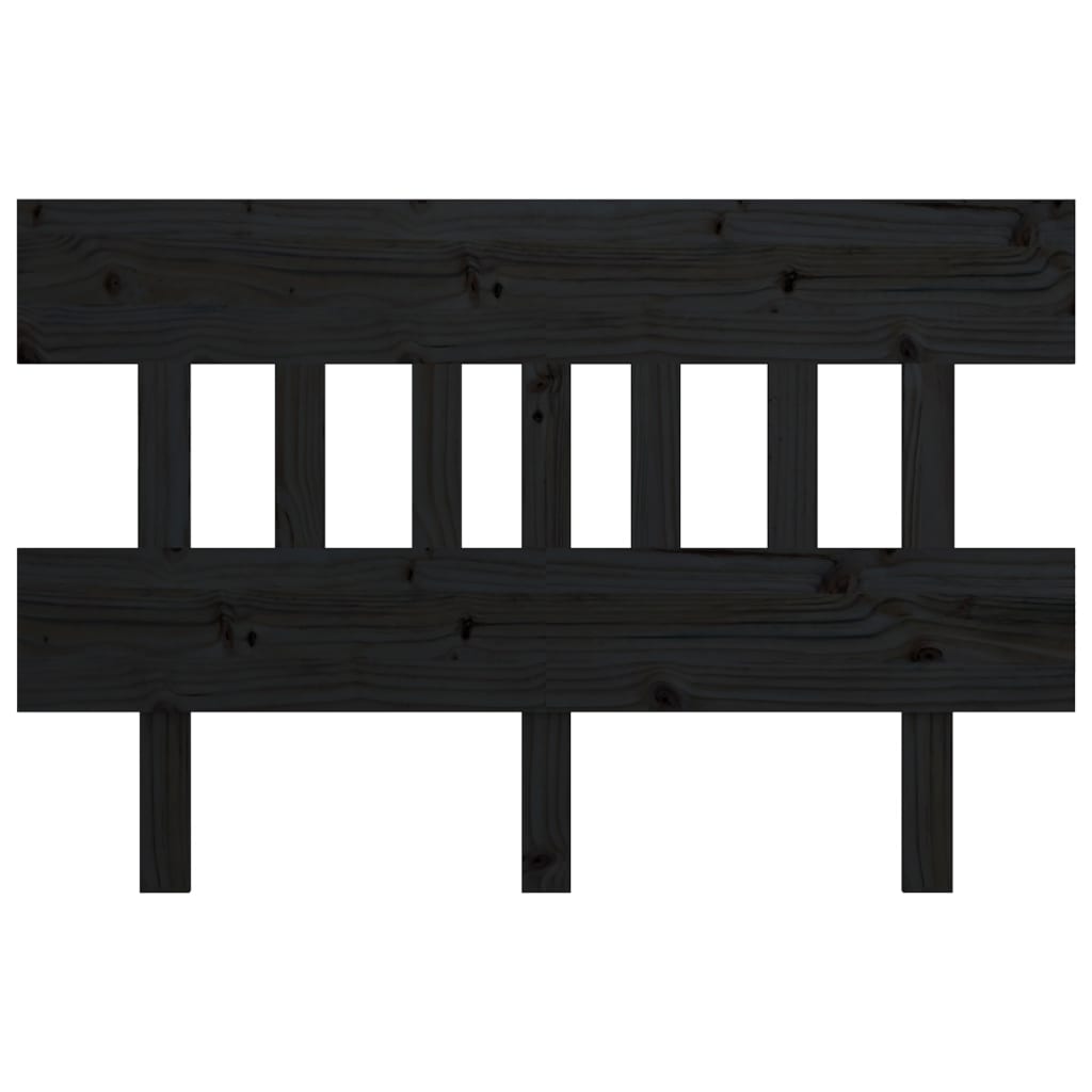 vidaXL Wezgłowie łóżka, czarne, 123,5x3x81 cm, lite drewno sosnowe