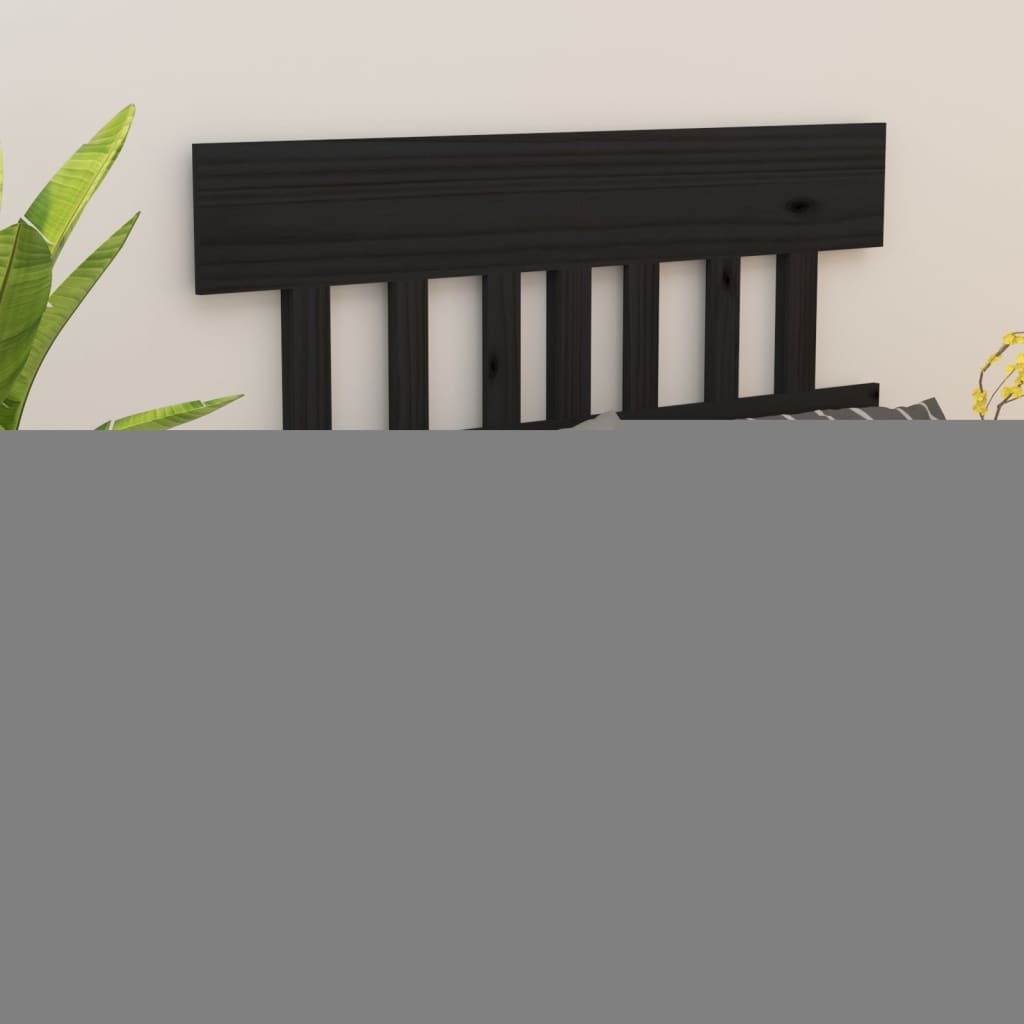 vidaXL Wezgłowie łóżka, czarne, 123,5x3x81 cm, lite drewno sosnowe
