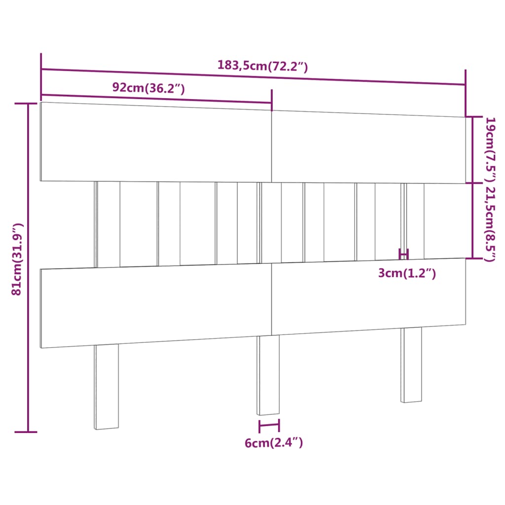 vidaXL Wezgłowie łóżka, miodowy brąz, 183,5x3x81 cm, drewno sosnowe