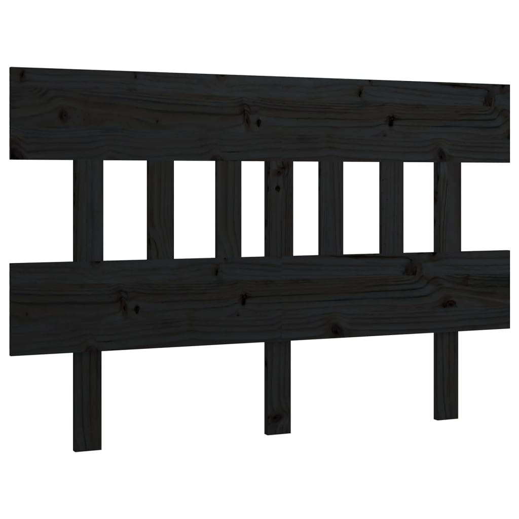 vidaXL Wezgłowie łóżka, czarne, 203,5x3x81 cm, lite drewno sosnowe