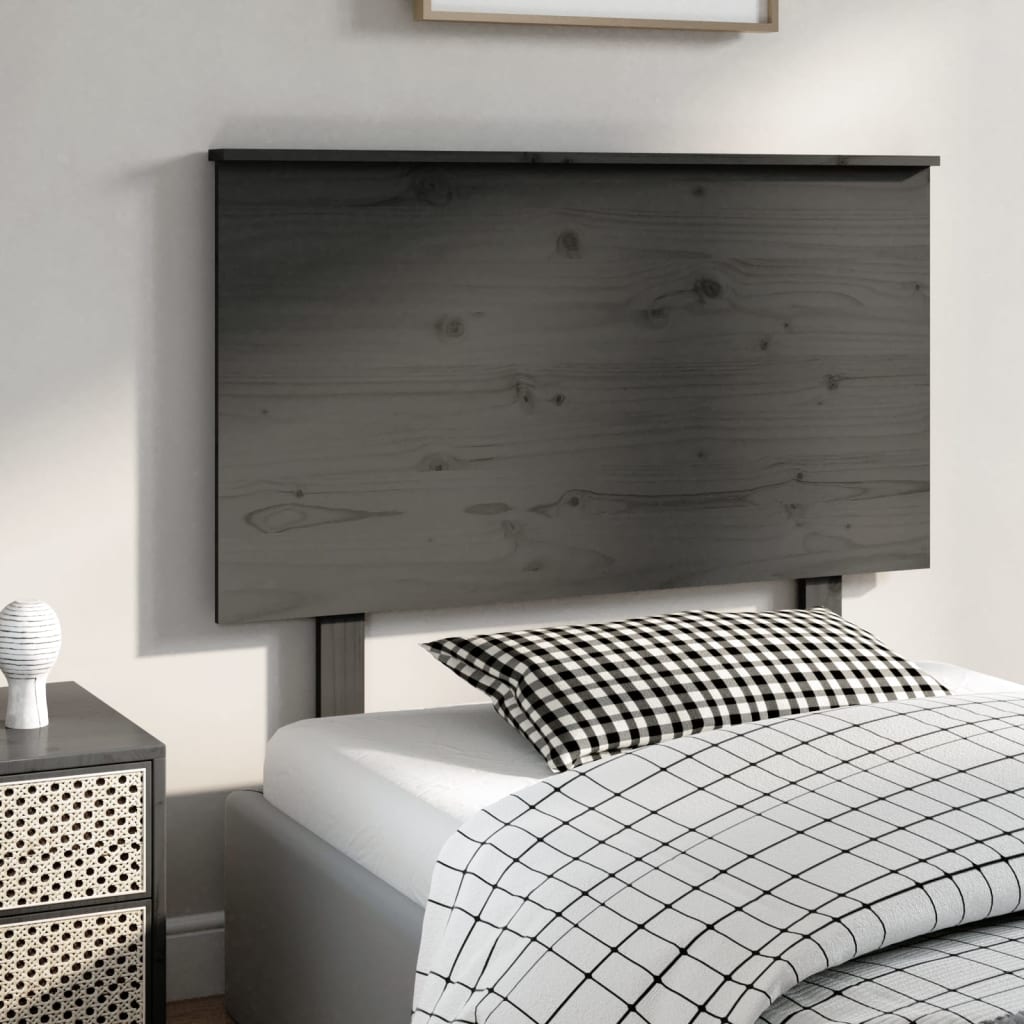vidaXL Wezgłowie łóżka, szare, 104x6x82,5 cm, lite drewno sosnowe