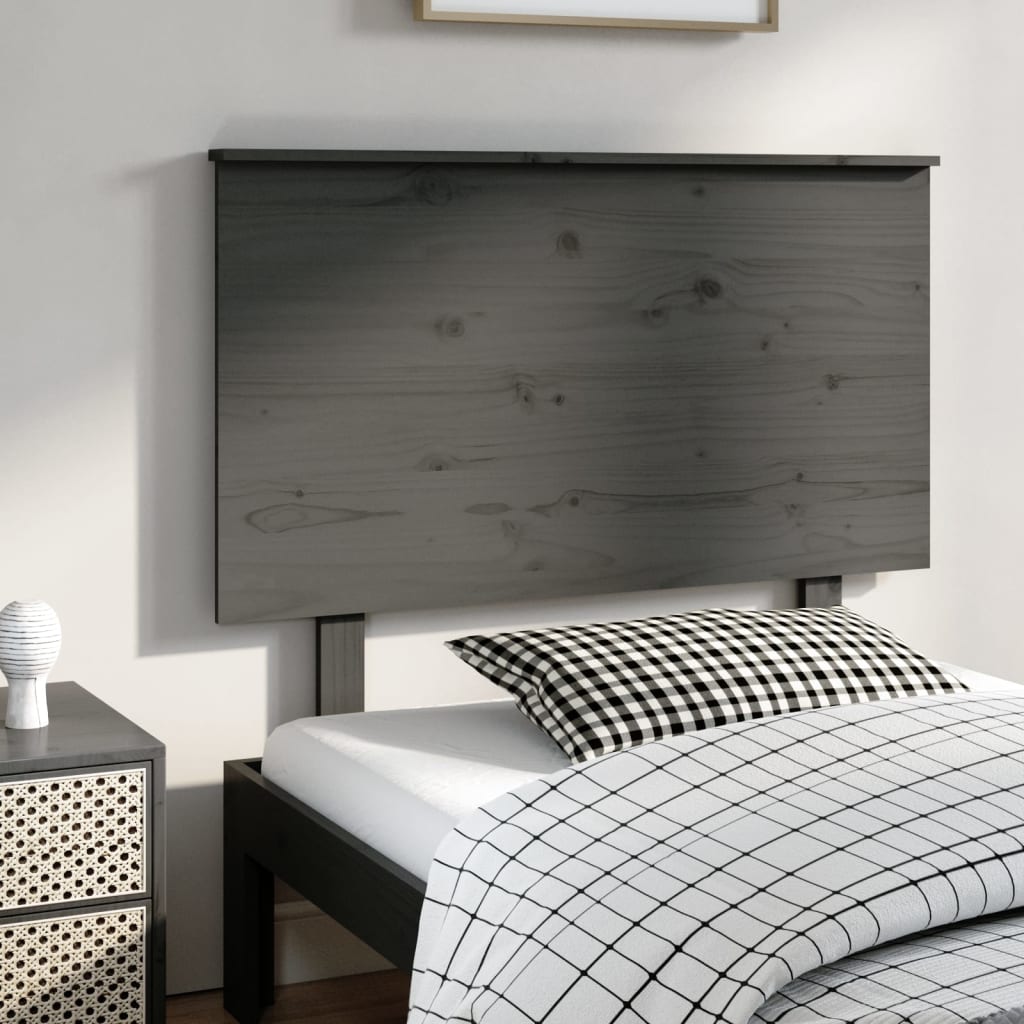 vidaXL Wezgłowie łóżka, szare, 104x6x82,5 cm, lite drewno sosnowe