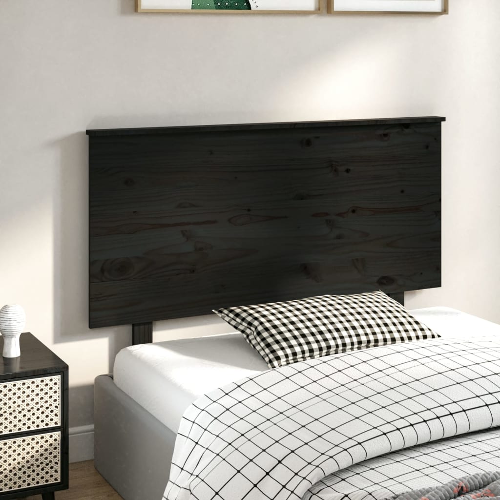 vidaXL Wezgłowie łóżka, czarne, 124x6x82,5 cm, lite drewno sosnowe
