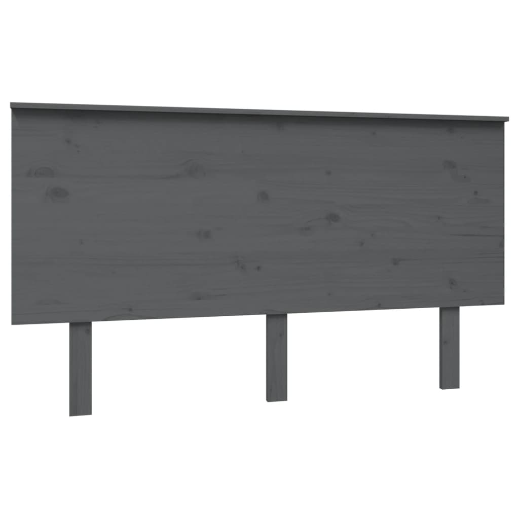 vidaXL Wezgłowie łóżka, szare, 144x6x82,5 cm, lite drewno sosnowe