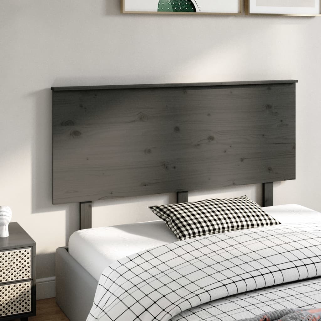 vidaXL Wezgłowie łóżka, szare, 144x6x82,5 cm, lite drewno sosnowe