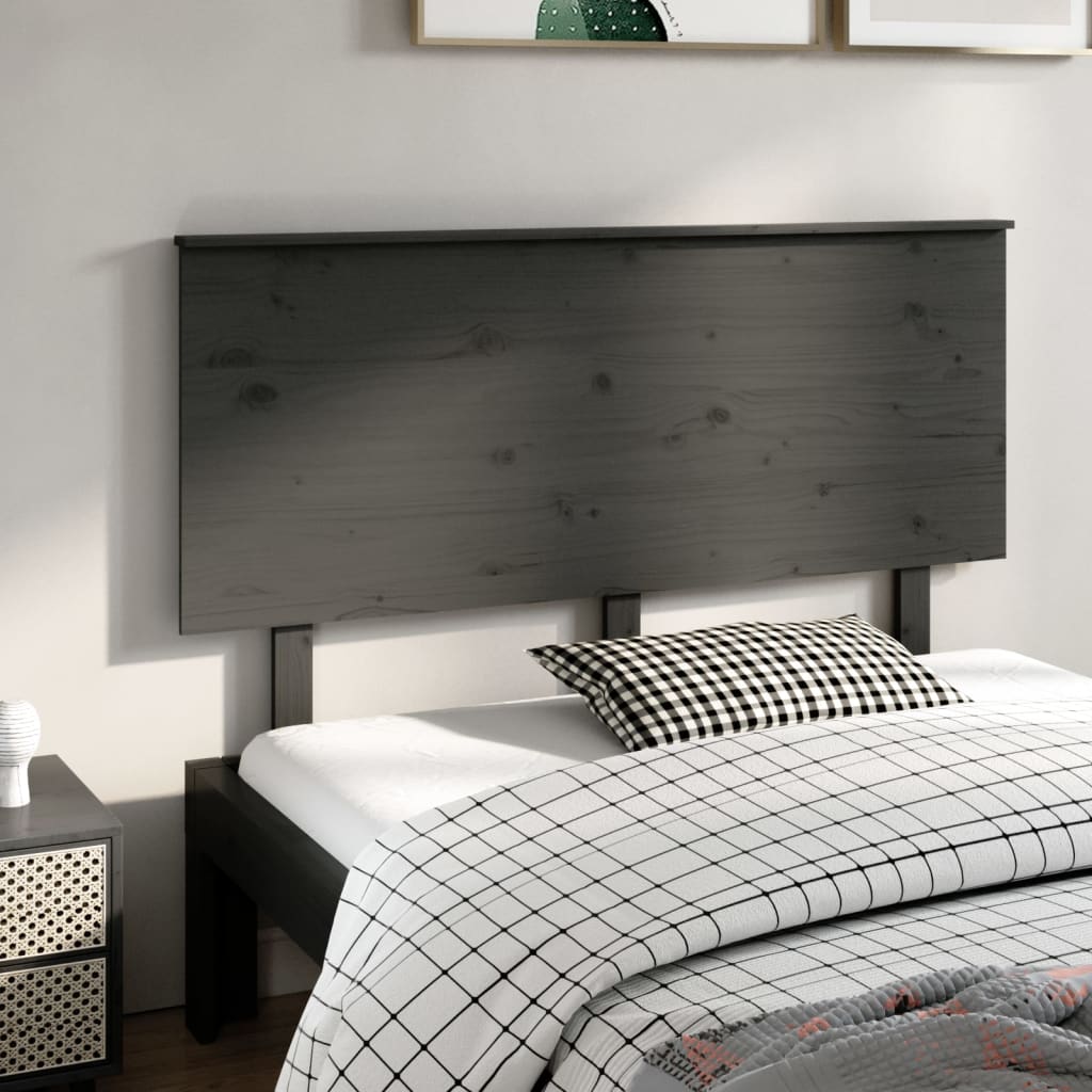 vidaXL Wezgłowie łóżka, szare, 144x6x82,5 cm, lite drewno sosnowe