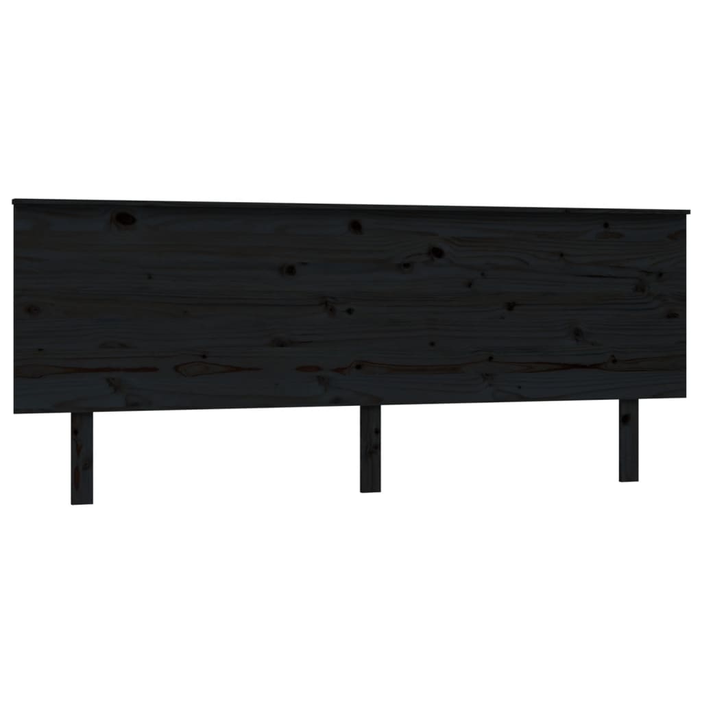 vidaXL Wezgłowie łóżka, czarne, 204x6x82,5 cm, lite drewno sosnowe