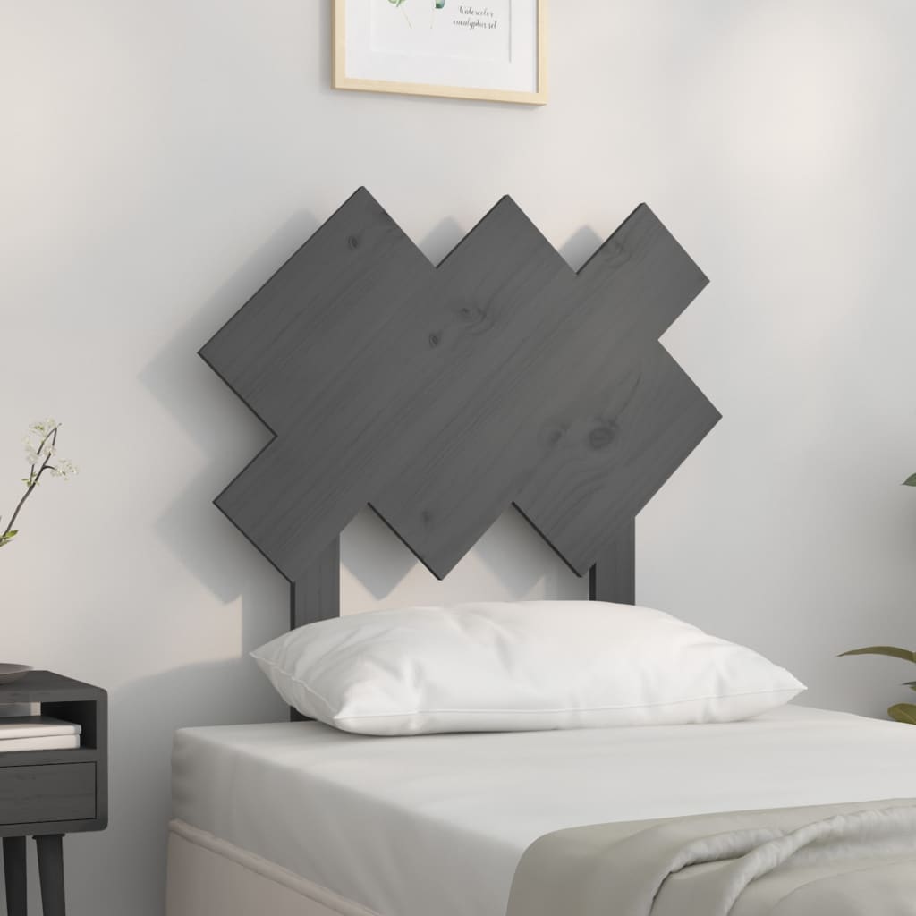 vidaXL Wezgłowie łóżka, szare, 72,5x3x81 cm, lite drewno sosnowe