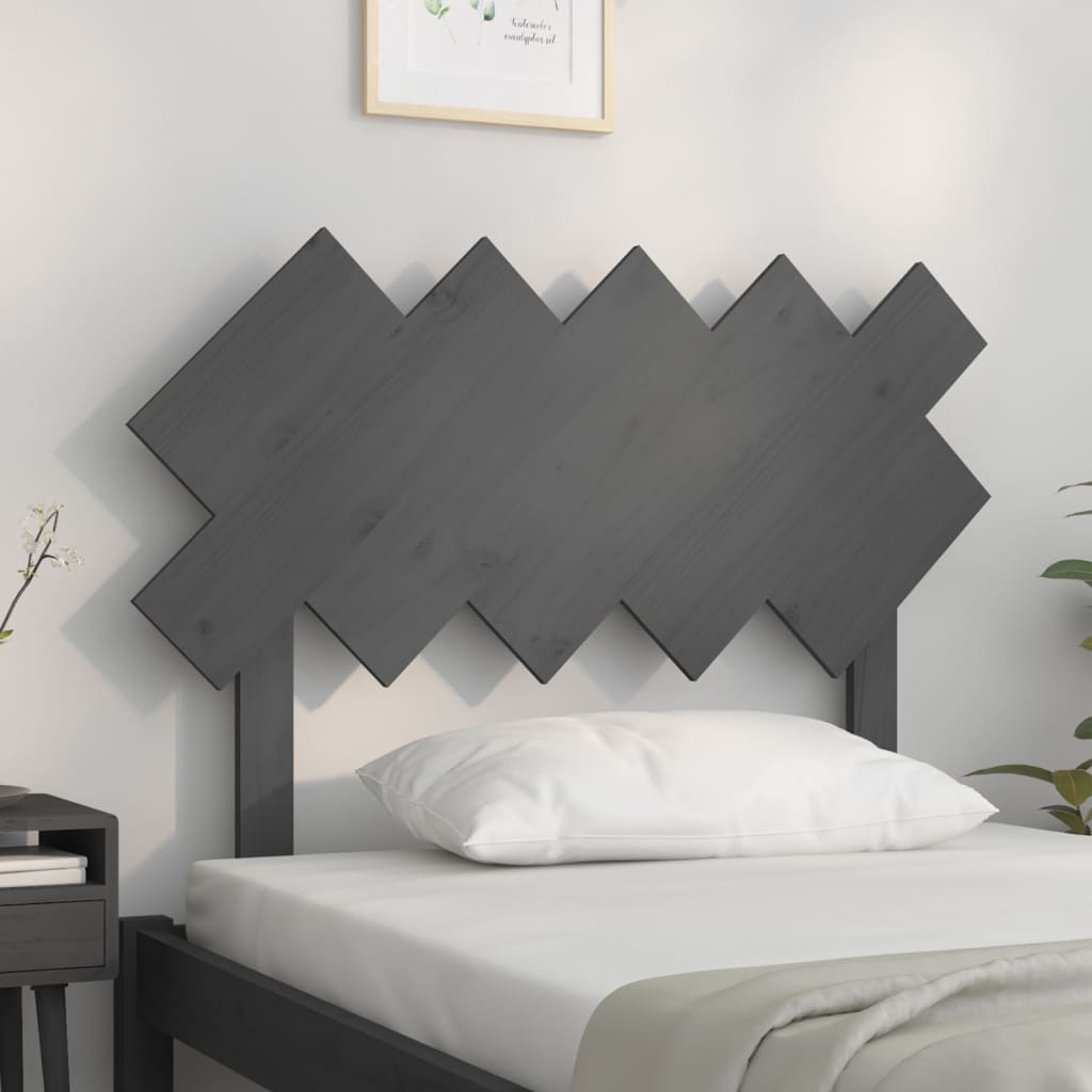 vidaXL Wezgłowie łóżka, szare, 104x3x80,5 cm, lite drewno sosnowe