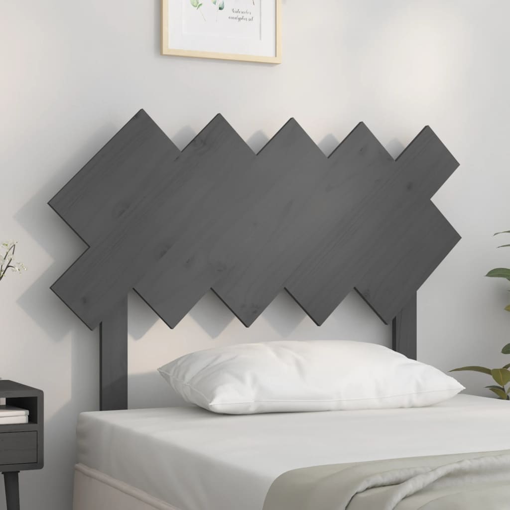 vidaXL Wezgłowie łóżka, szare, 104x3x80,5 cm, lite drewno sosnowe