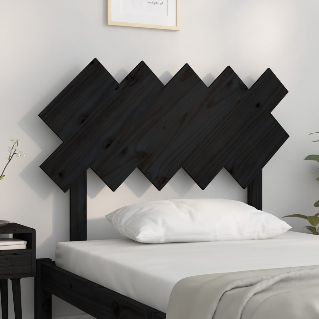 vidaXL Wezgłowie łóżka, czarne, 104x3x80,5 cm, lite drewno sosnowe