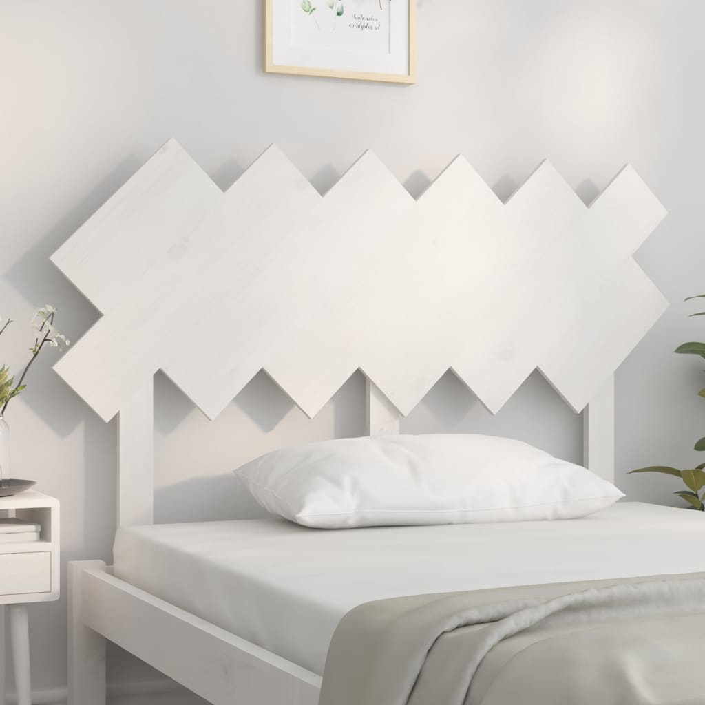 vidaXL Wezgłowie łóżka, białe, 122,5x3x80,5 cm, lite drewno sosnowe
