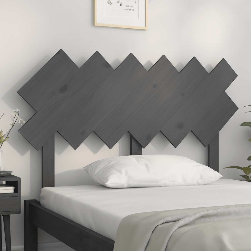 vidaXL Wezgłowie łóżka, szare, 122,5x3x80,5 cm, lite drewno sosnowe