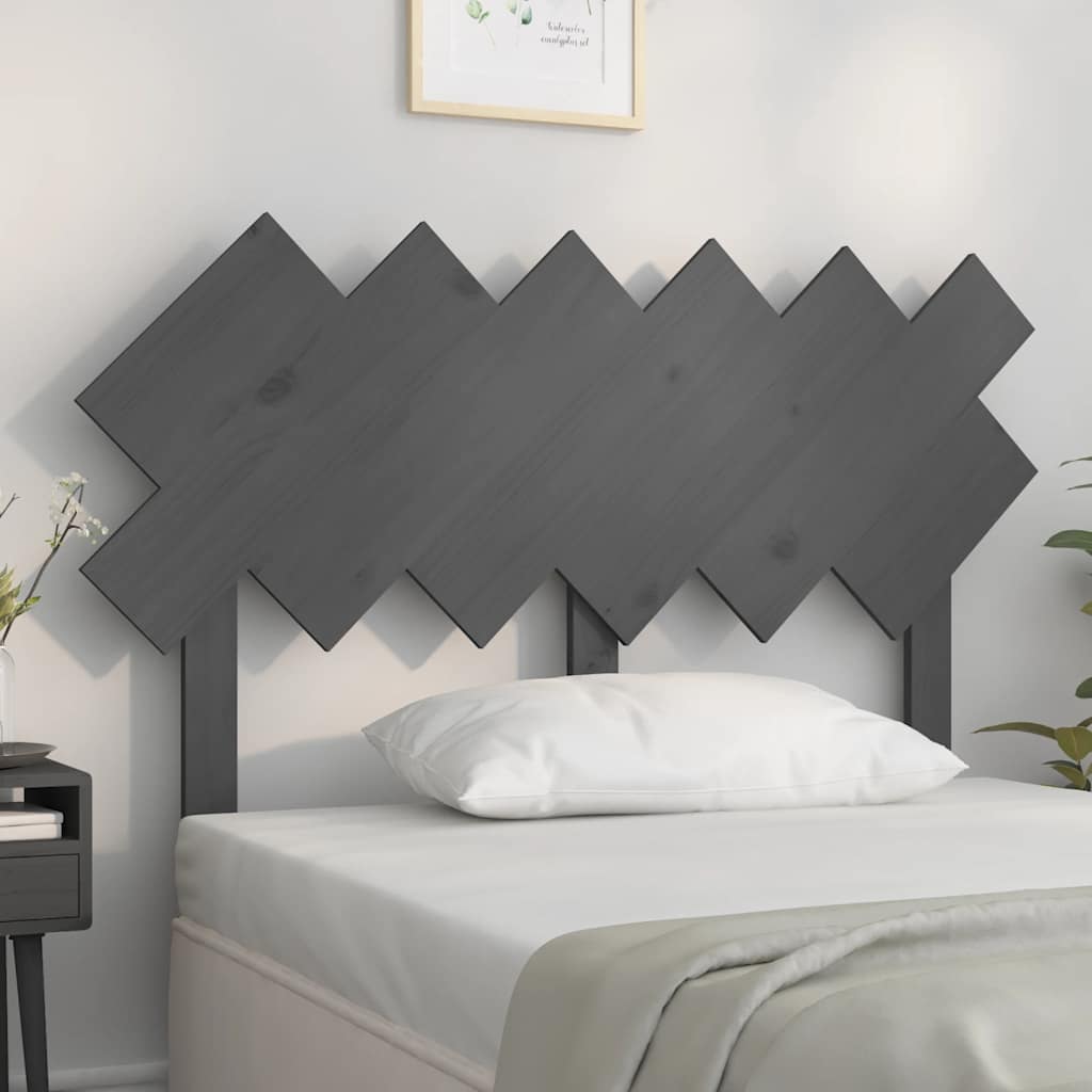 vidaXL Wezgłowie łóżka, szare, 122,5x3x80,5 cm, lite drewno sosnowe