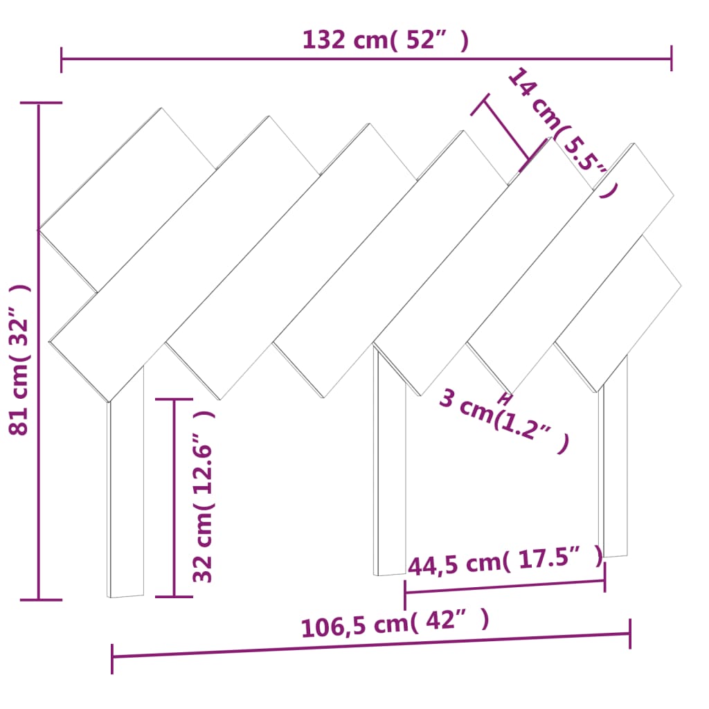 vidaXL Wezgłowie łóżka, 132x3x81 cm, lite drewno sosnowe