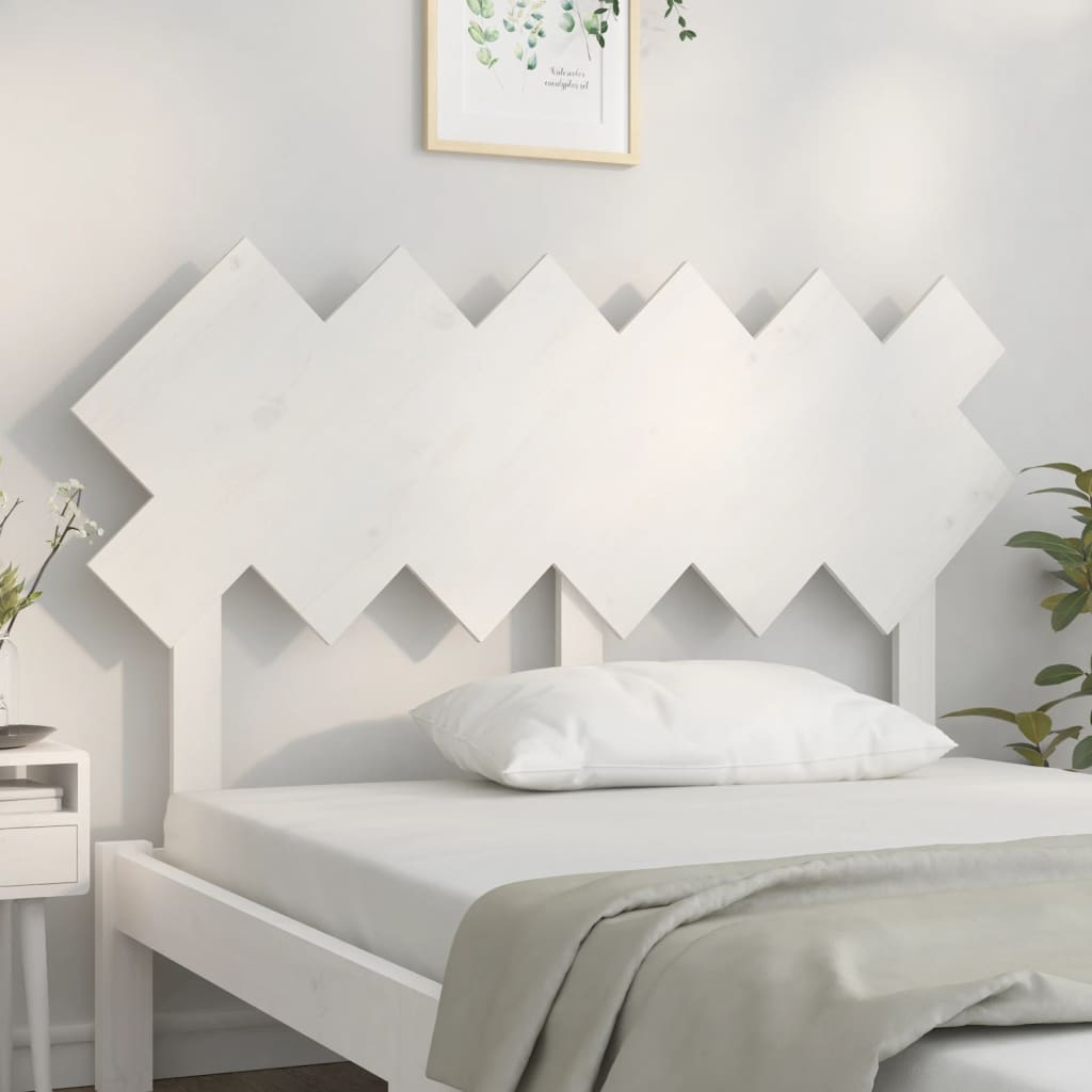 vidaXL Wezgłowie łóżka, białe, 132x3x81 cm, lite drewno sosnowe