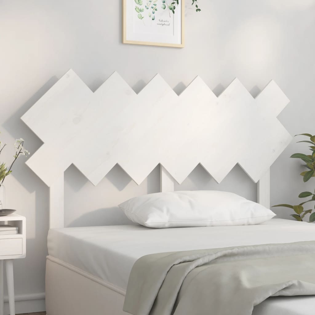 vidaXL Wezgłowie łóżka, białe, 132x3x81 cm, lite drewno sosnowe