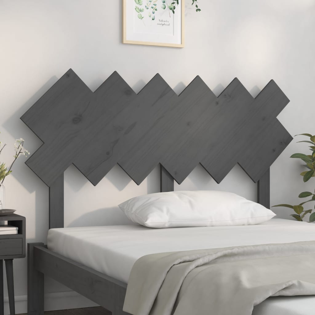 vidaXL Wezgłowie łóżka, szare, 132x3x81 cm, lite drewno sosnowe
