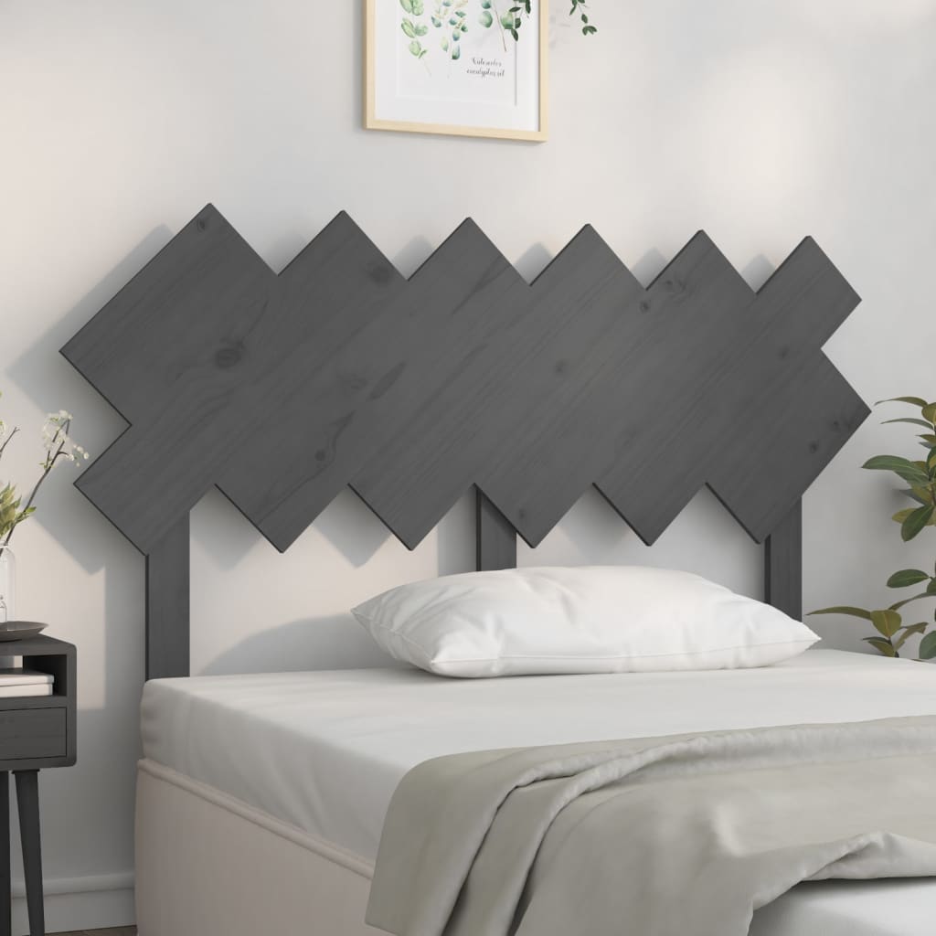 vidaXL Wezgłowie łóżka, szare, 132x3x81 cm, lite drewno sosnowe