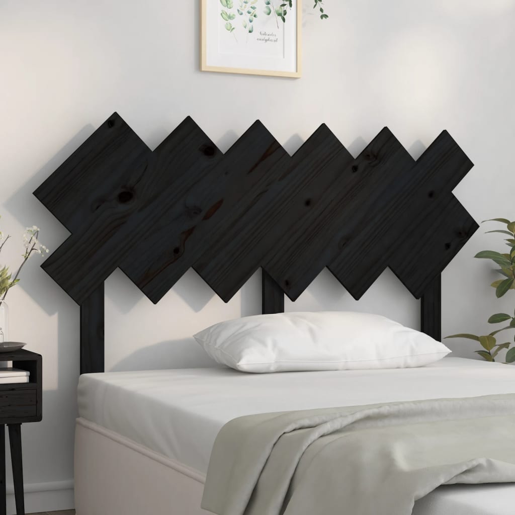 vidaXL Wezgłowie łóżka, czarne, 132x3x81 cm, lite drewno sosnowe