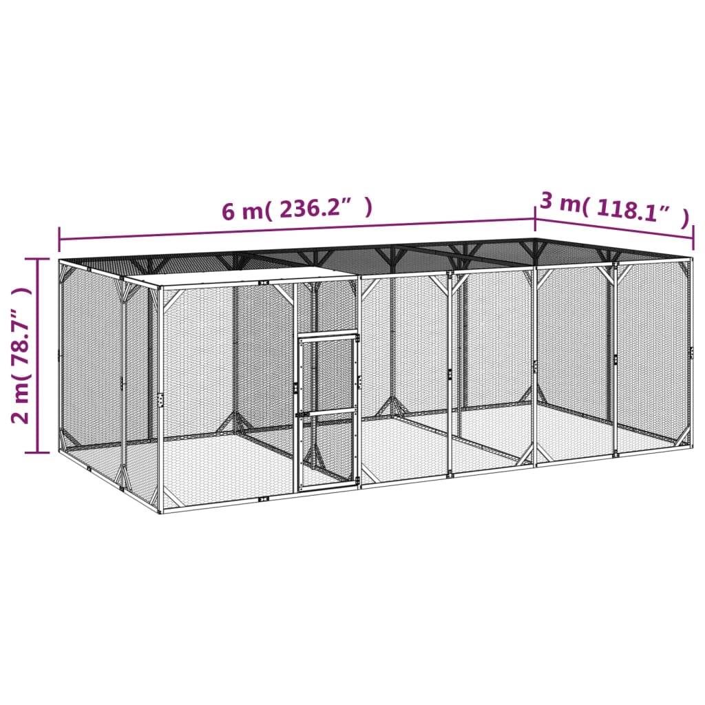 vidaXL Klatka dla kurcząt, 600x300x200 cm, impregnowane drewno sosnowe