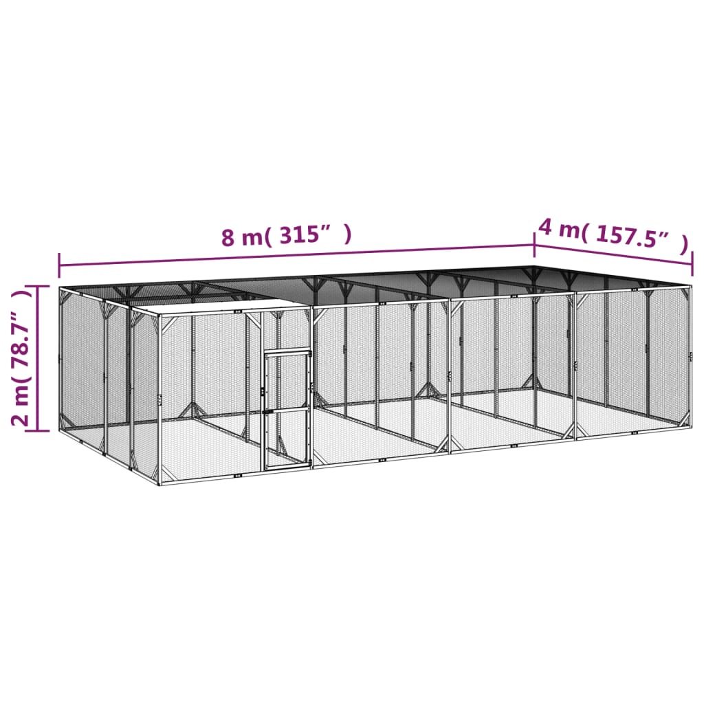 vidaXL Klatka dla kurcząt, 800x400x200 cm, impregnowane drewno sosnowe