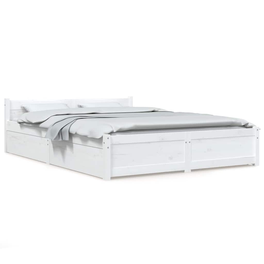 vidaXL Rama łóżka z szufladami, biała, 120x200 cm
