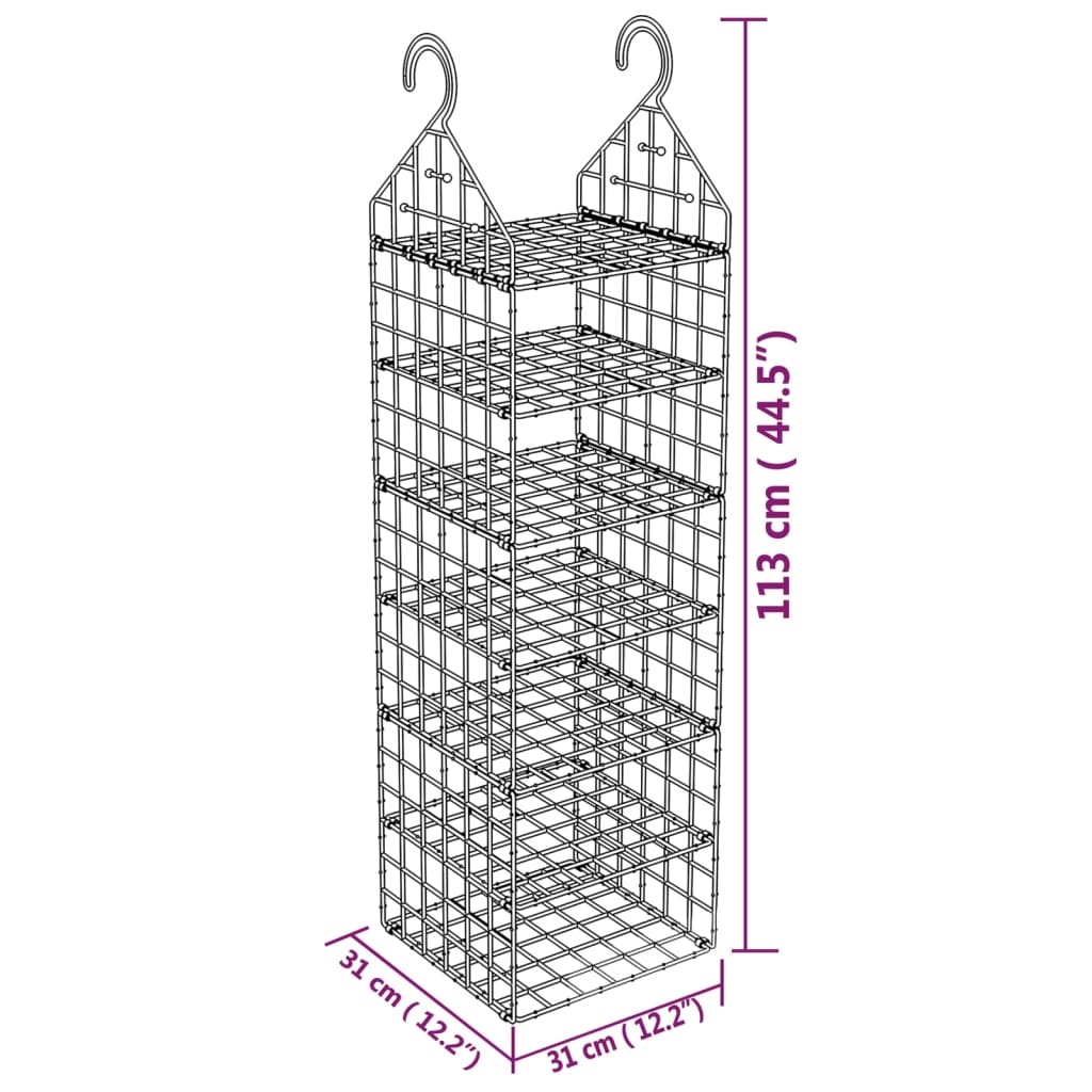 vidaXL Wiszący organizer do szafy z 7 półkami
