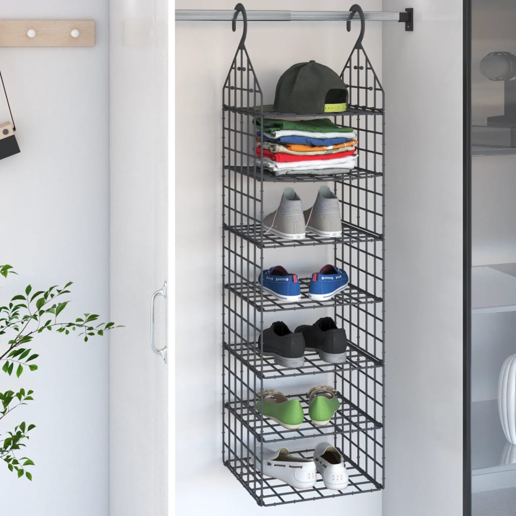 vidaXL Wiszący organizer do szafy z 7 półkami