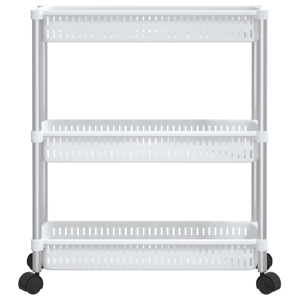 vidaXL Wózek do przechowywania z 3 półkami, srebrno-biały, aluminiowy