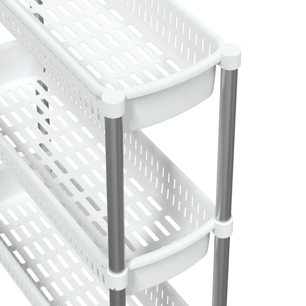 vidaXL Wózek do przechowywania z 3 półkami, srebrno-biały, aluminiowy