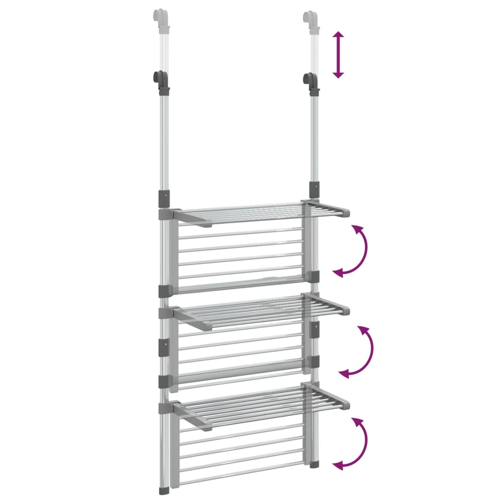 vidaXL Wisząca suszarka na pranie, 3-poziomowa, aluminium
