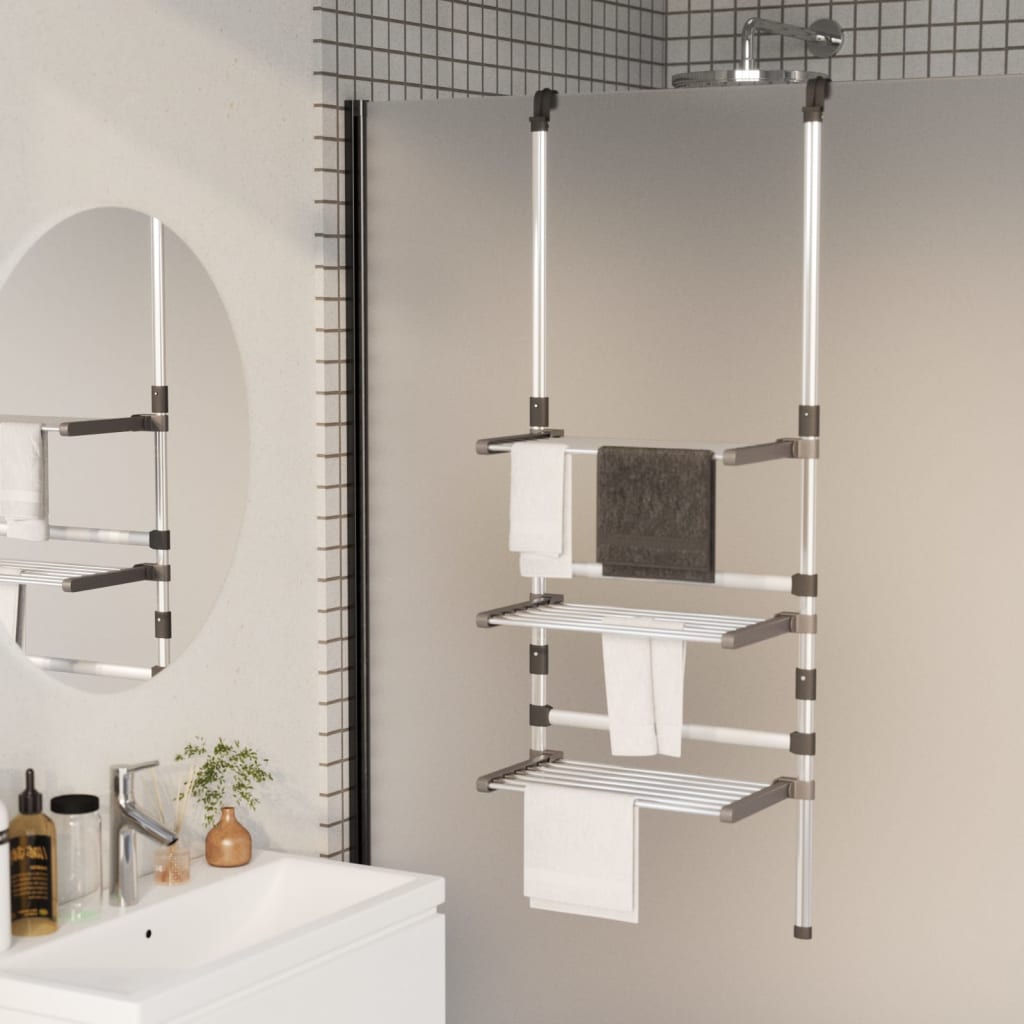 vidaXL Wisząca suszarka na pranie, 3-poziomowa, aluminium