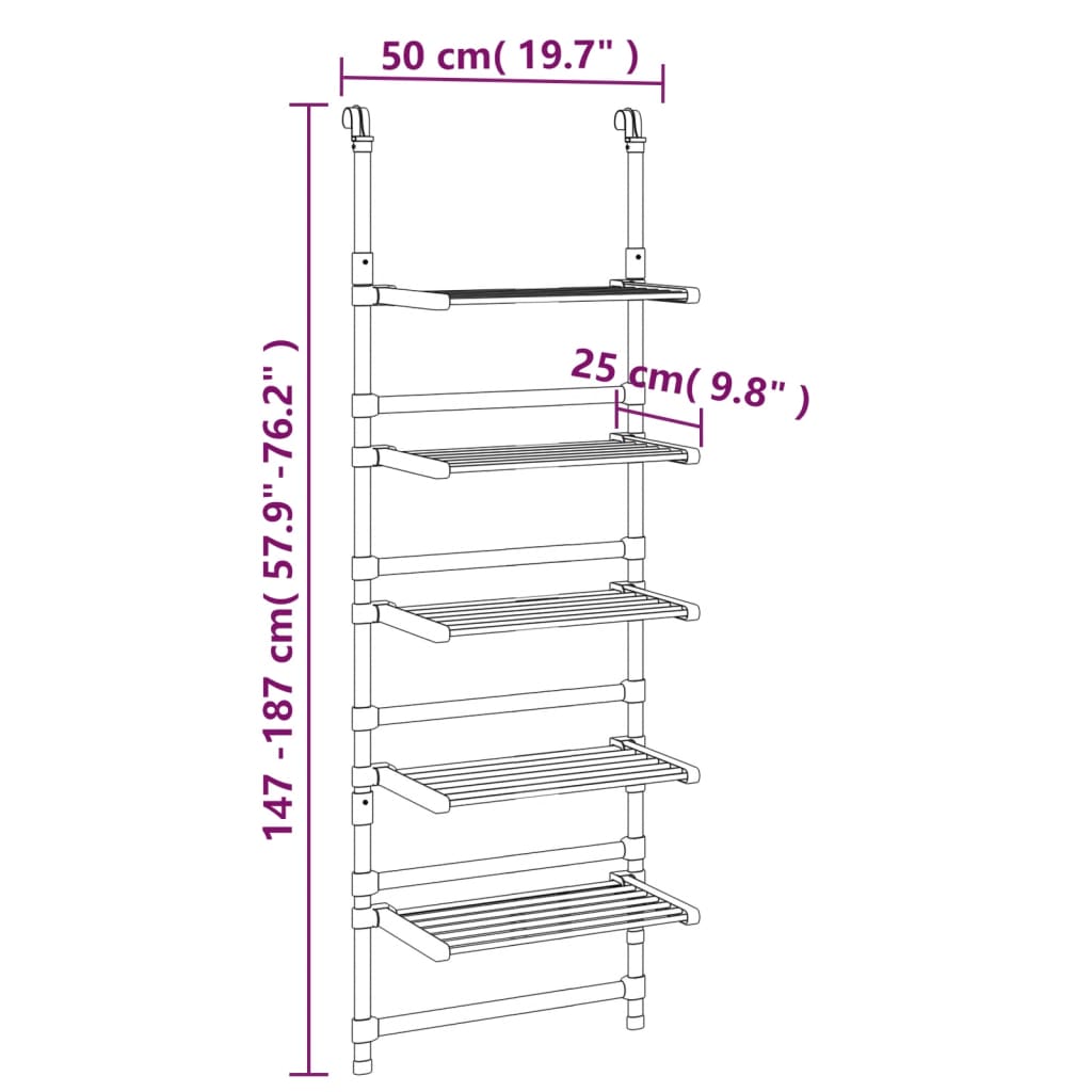 vidaXL Wisząca suszarka na pranie, 5-poziomowa, aluminium