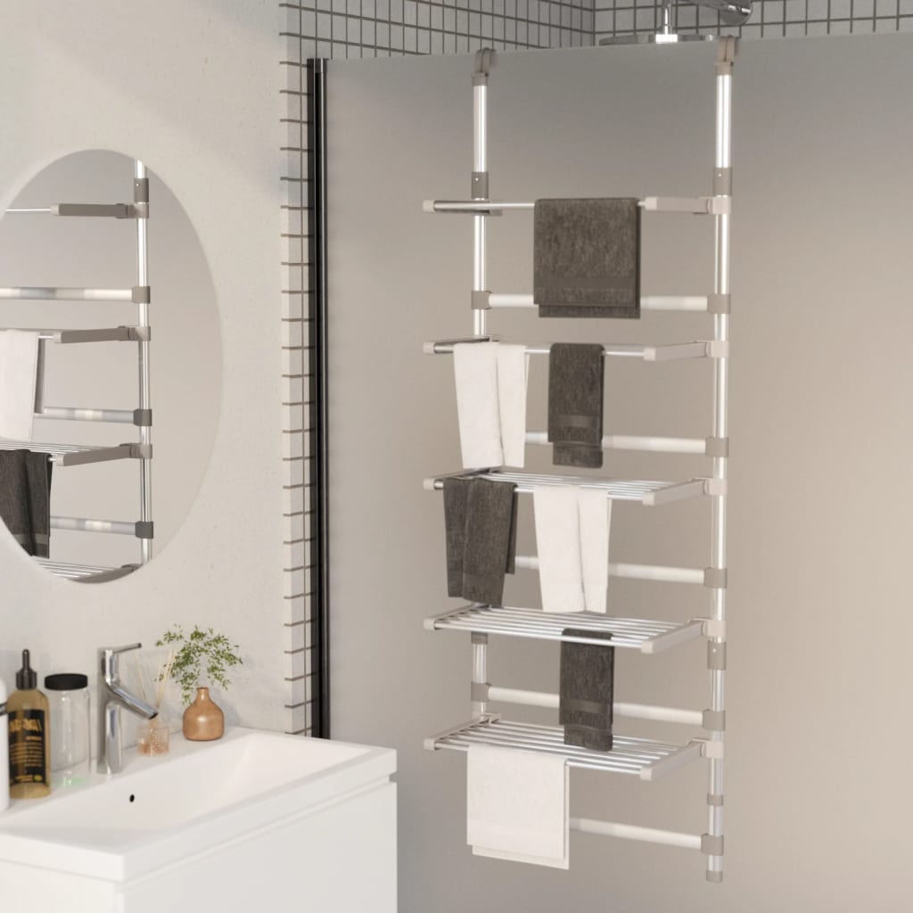 vidaXL Wisząca suszarka na pranie, 5-poziomowa, aluminium