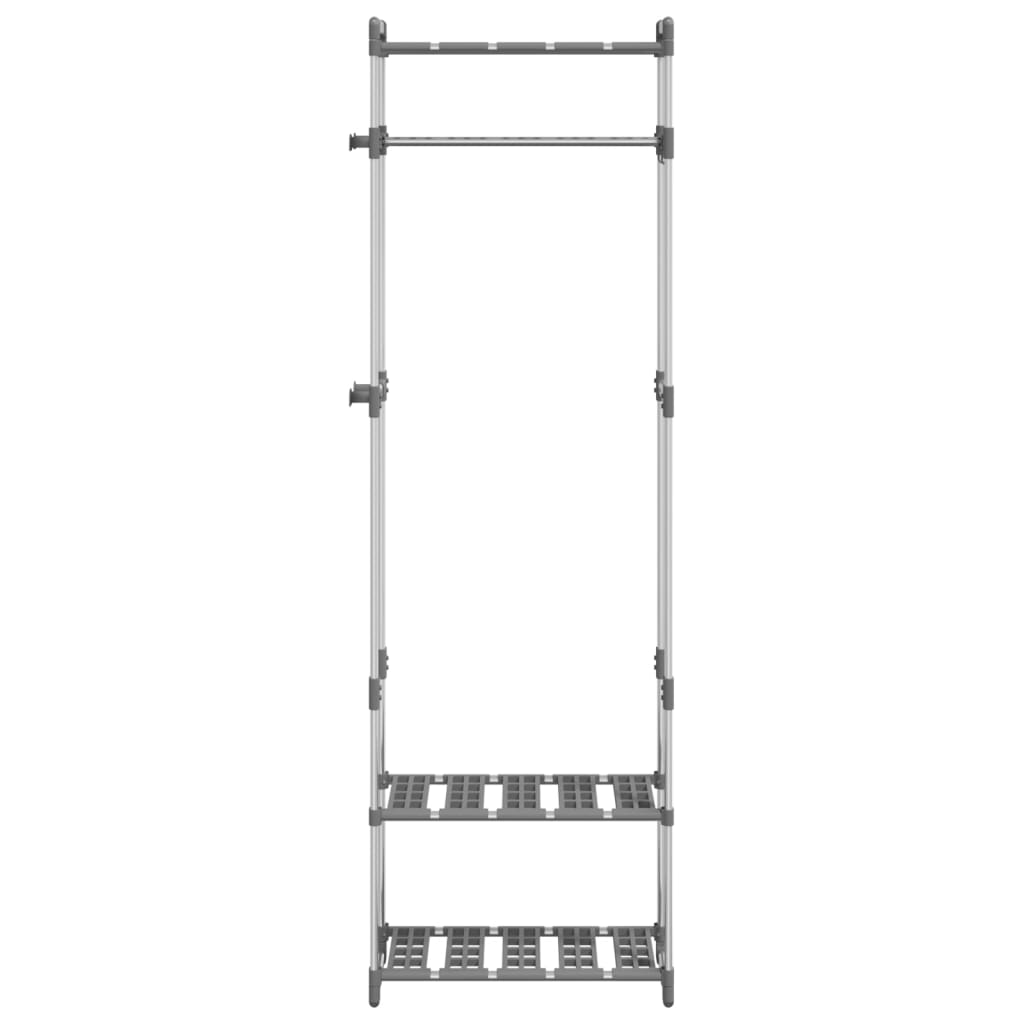 vidaXL Wieszak na ubrania z 3 półkami, srebrny 59x29x192 cm, aluminium