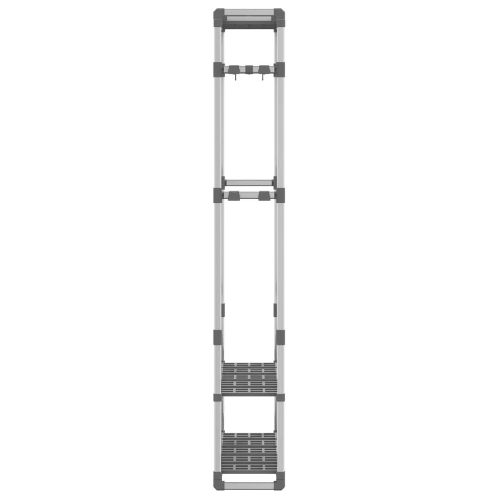 vidaXL Wieszak na ubrania z 3 półkami, srebrny 59x29x192 cm, aluminium