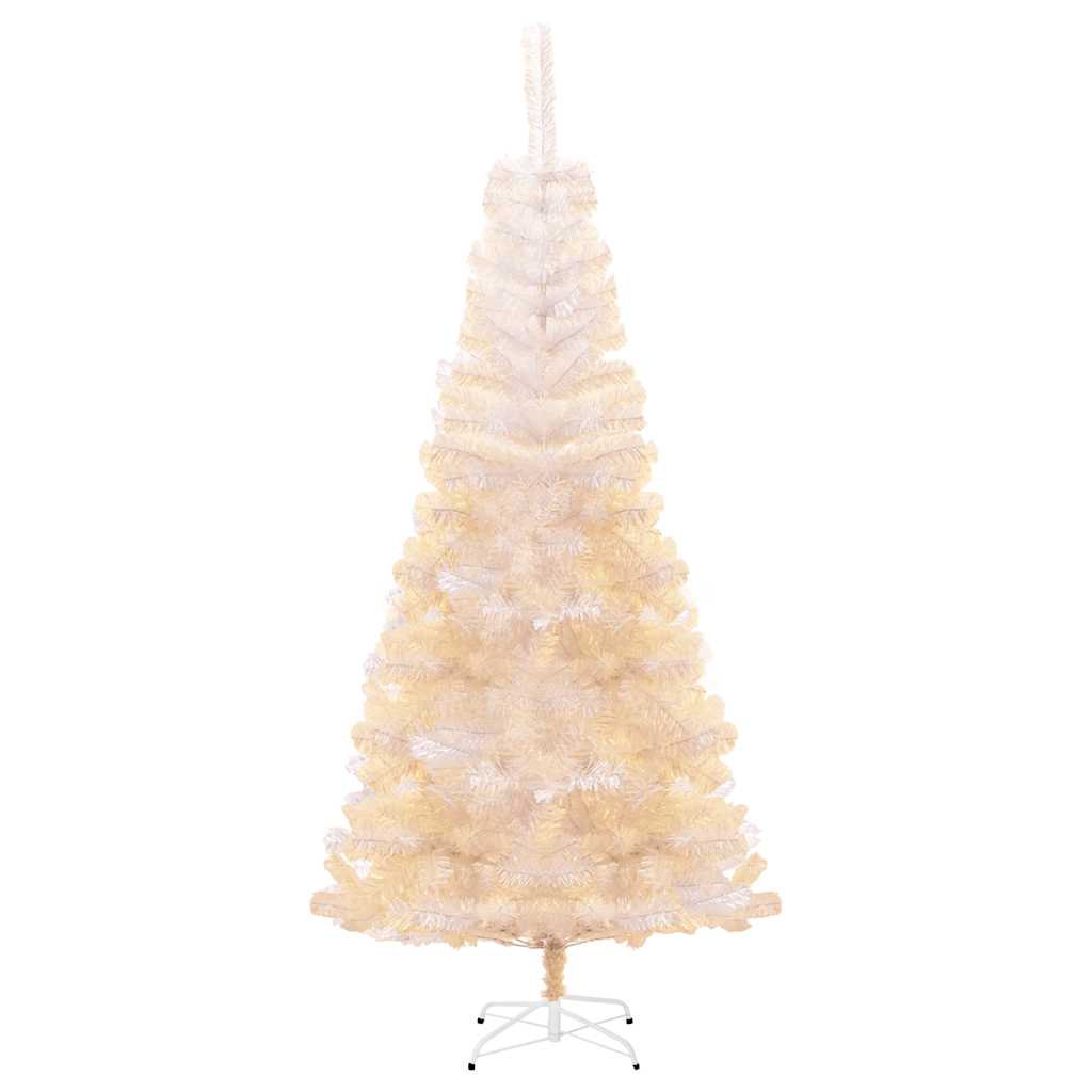 vidaXL Sztuczna choinka z opalizującymi końcówkami, biała, 180 cm, PVC