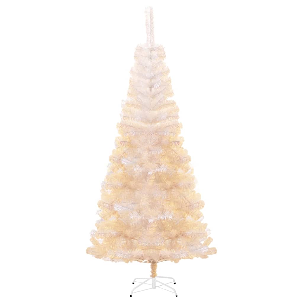vidaXL Sztuczna choinka z opalizującymi końcówkami, biała, 240 cm, PVC